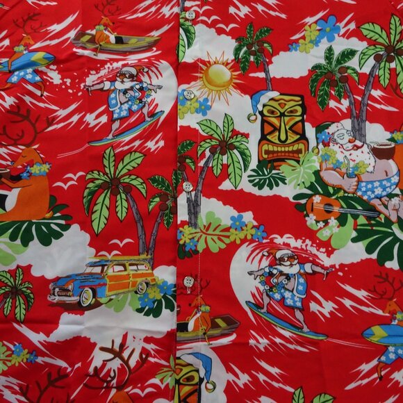 SSLR Men's Collection Hawaiian Button Up Christmas Shirt Size M - Picture 3 of 6